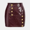 Faux Leather High Waist Metallic Button Skirt>MICAS Clearance