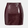 Faux Leather High Waist Metallic Button Skirt>MICAS Clearance