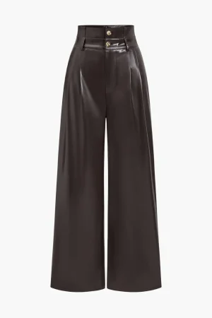 Faux Leather High Waist Trousers>MICAS Clearance