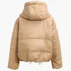 Faux Leather Hooded Puffer Jacket>MICAS Sale