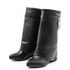 Faux Leather Metallic Zipper Round Toe Mid Calf Boots>MICAS Sale