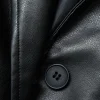 Faux Leather Notched Lapel Belted Trench Coat>MICAS Sale