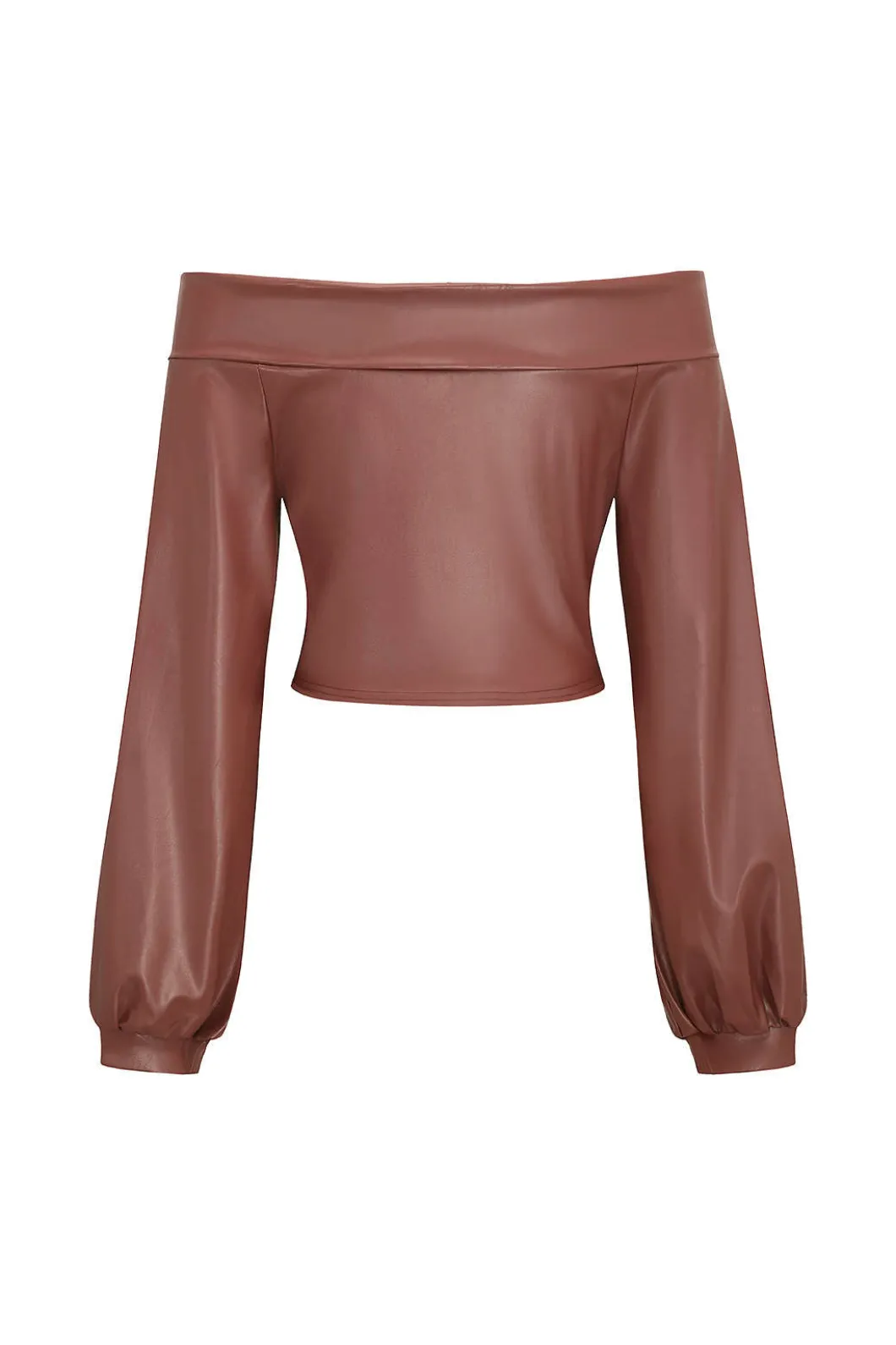 Faux Leather Off Shoulder Top And Wide Leg Trousers Set>MICAS Best