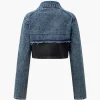 Faux Leather Patchwork Frayed Denim Outerwear>MICAS Discount