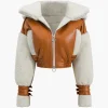 Faux Leather Patchwork Hooded Jacket>MICAS Best
