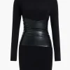 Faux Leather Patchwork Long Sleeve Mini Dress>MICAS Hot