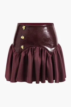 Faux Leather Patchwork Skirt>MICAS Discount