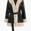 Faux Leather Patchwork Tie-Up Jacket>MICAS Sale