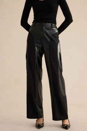 Faux Leather Patchwork Trousers>MICAS Discount