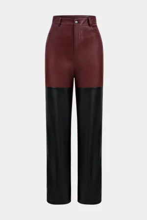 Faux Leather Patchwork Trousers>MICAS Best