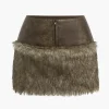 Faux Leather Patchwork Zipper Skirt>MICAS Best