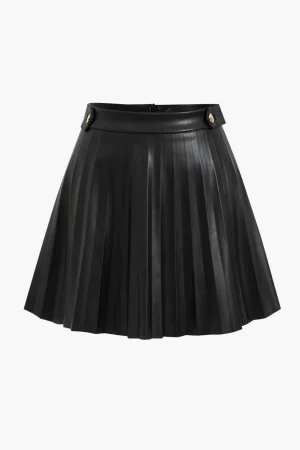 Faux Leather Pleated Skirt>MICAS Outlet