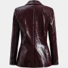 Faux Leather Pocket Button Notched Lapel Blazer>MICAS Online
