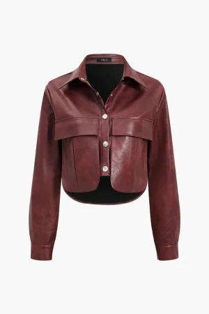 Faux Leather Pocket Jacket>MICAS Hot