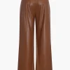 Faux Leather Pocket Wide Leg Trousers>MICAS Fashion