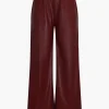 Faux Leather Pocket Wide Leg Trousers>MICAS Fashion