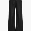 Faux Leather Pocket Wide Leg Trousers>MICAS Fashion