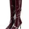 Faux Leather Pointed Knee High Boots>MICAS Best