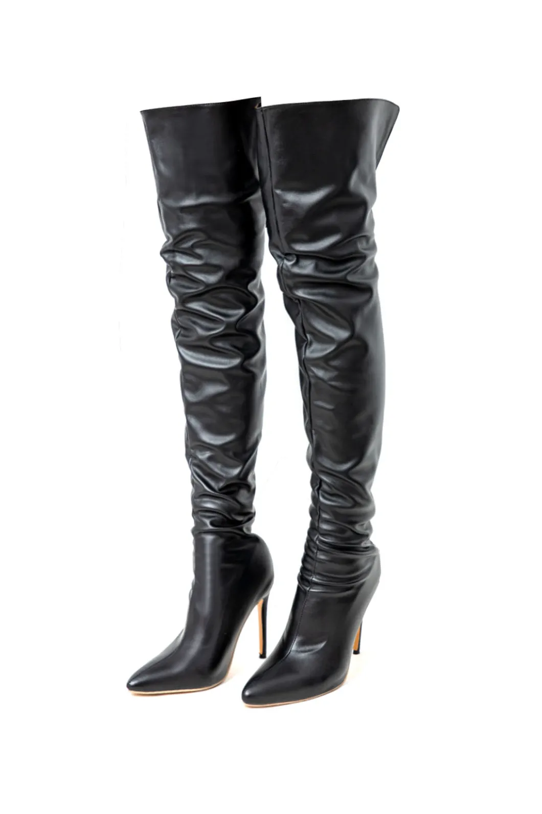 Faux Leather Pointed Toe Over The Knee Boots>MICAS Outlet
