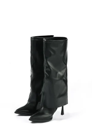 Faux Leather Pointed Toe Knee High Boots>MICAS Hot