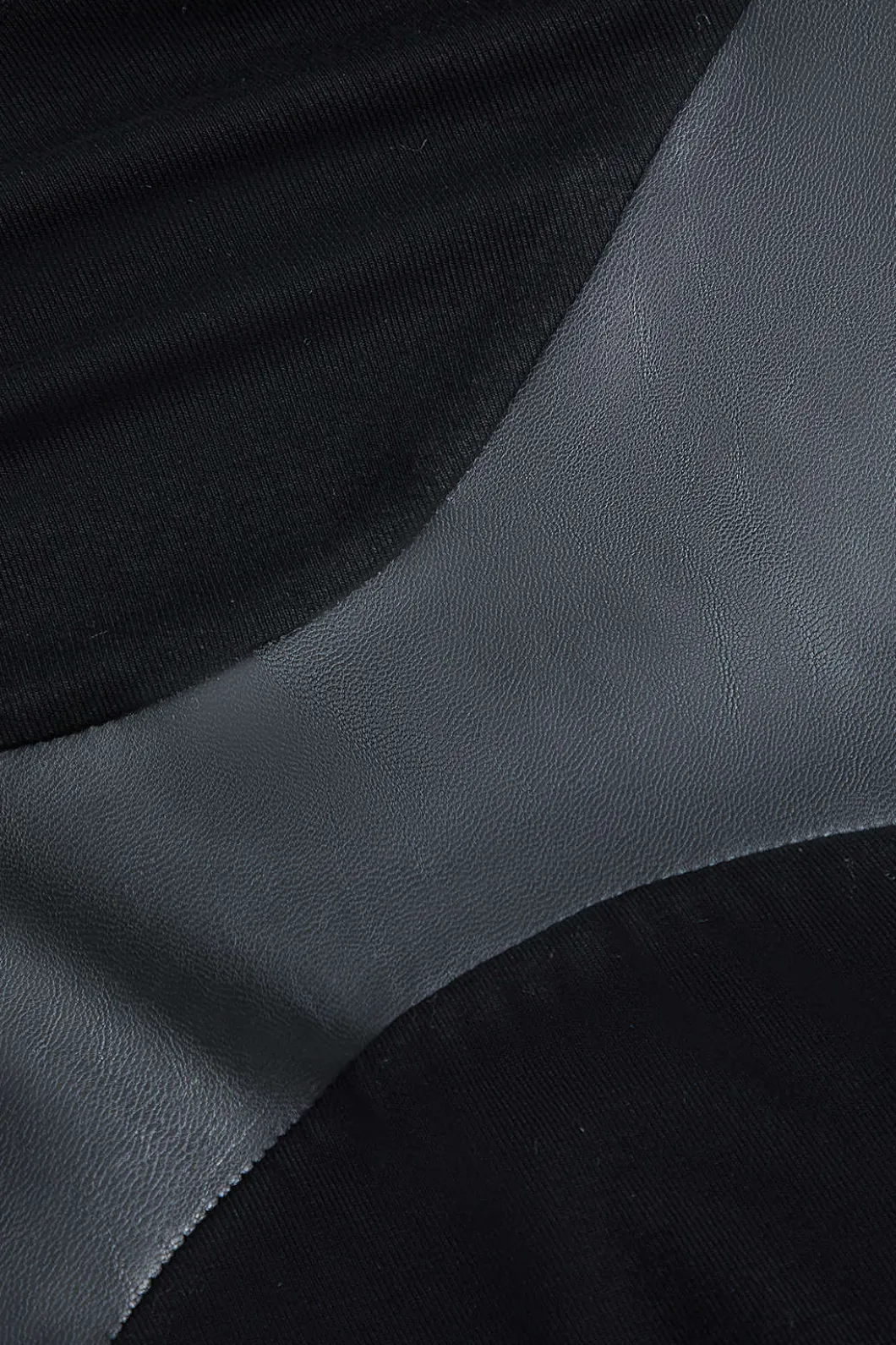 Faux Leather Round Neck Patchwork Mini Dress>MICAS New