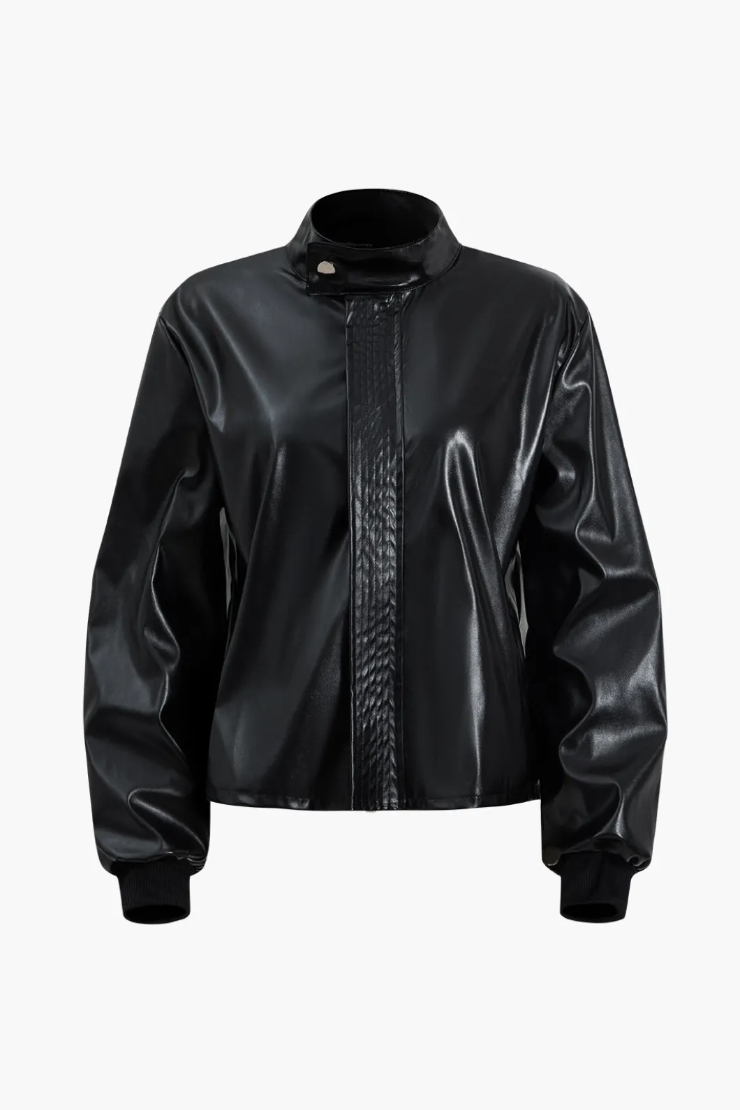 Faux Leather Ruched Detail Skirt Set>MICAS New