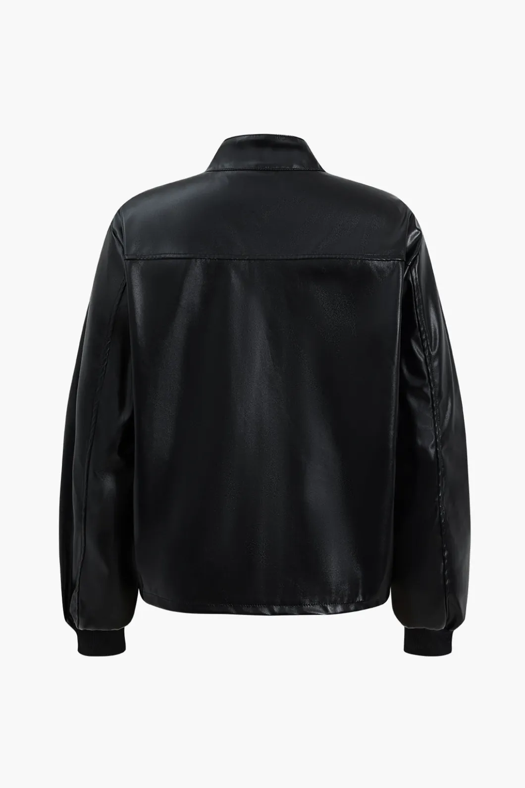 Faux Leather Ruched Detail Skirt Set>MICAS New