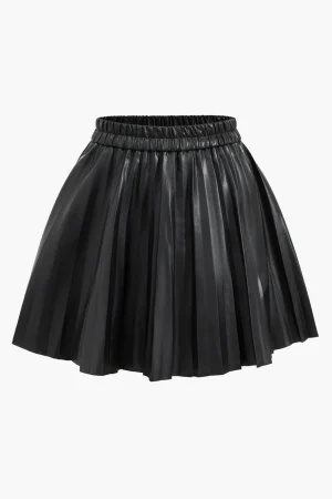 Faux Leather Ruched Skirt>MICAS Best
