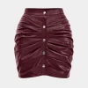 Faux Leather Ruched Skirt>MICAS Fashion