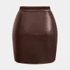 Faux Leather Ruched Skirt>MICAS Fashion