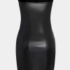 Faux Leather Ruched Strapless Sleeveless Mini Dress>MICAS Discount