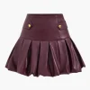 Faux Leather Ruched Zipper High Waist Skirt>MICAS Outlet
