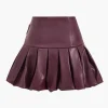 Faux Leather Ruched Zipper High Waist Skirt>MICAS Outlet