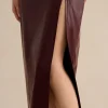 Faux Leather Side Slit Skirt>MICAS Online