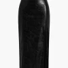 Faux Leather Side Slit Skirt>MICAS Online