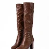 Faux Leather Side Zipper Pointed Knee High Boots>MICAS Best