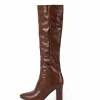 Faux Leather Side Zipper Pointed Knee High Boots>MICAS Best