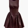 Faux Leather Sleeveless Mini Dress>MICAS Discount