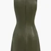 Faux Leather Sleeveless Mini Dress>MICAS New