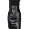 Faux Leather Strapless Mini Dress>MICAS Best