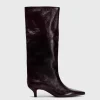 Faux Leather Textured Pointed Toe Knee High Boots>MICAS Outlet