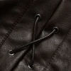 Faux Leather Tie Front Crossed Button Jacket>MICAS New