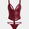 Faux Leather Tie-Up Ribbon Shapewear>MICAS Best