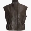 Faux Leather Zipper Detail Pocket Vest>MICAS Outlet