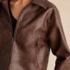 Faux Leather Zipper Long Sleeve Jacket>MICAS Clearance