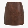 Faux Leather Zipper Skirt>MICAS Fashion
