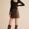 Faux Leather Zipper Skirt>MICAS Fashion