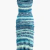 Feather Detail Stripe Cami Knit Midi Dress>MICAS Hot
