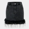Feathered Denim Skirt>MICAS Fashion