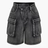 Flap Pocket Cargo Denim Shorts>MICAS Hot